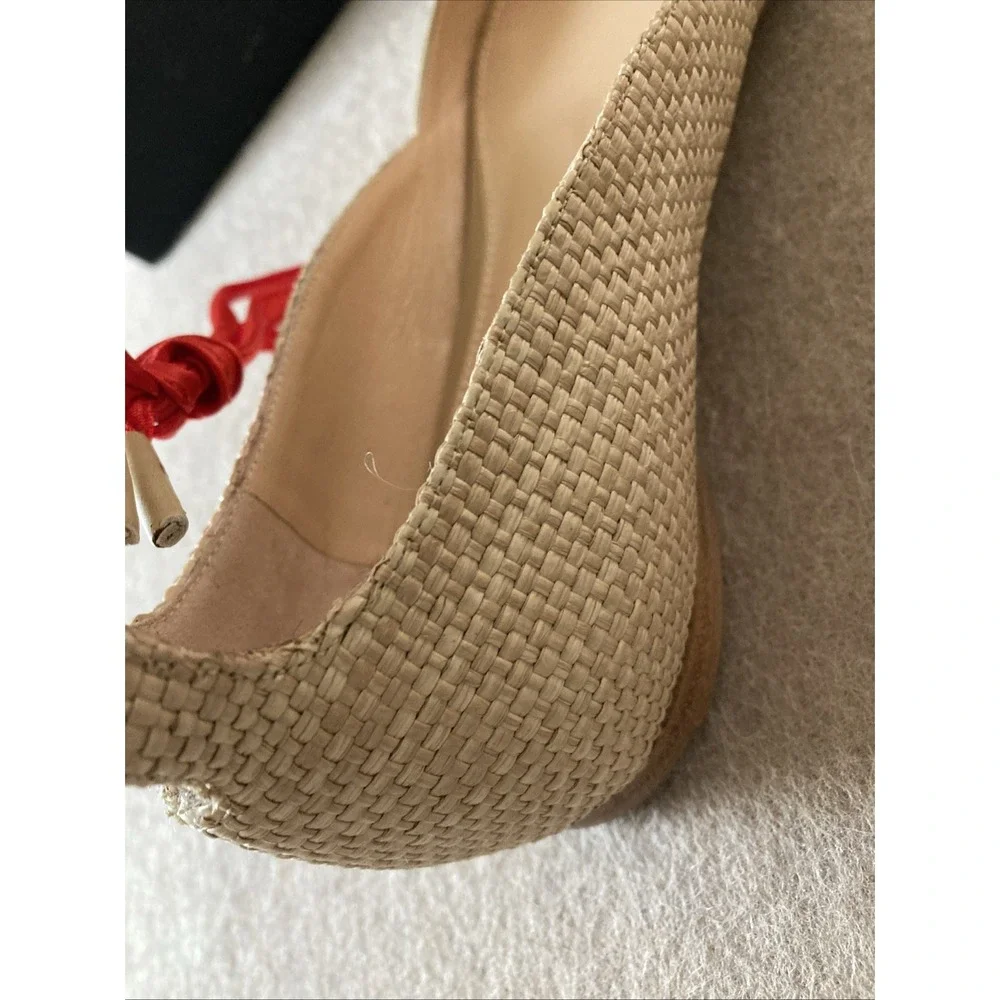 Jil Sander Raffia Woven‎ Sandals Size 35.5 New Wraparound Ankle Flat Italy $550